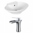 American Imaginations AI-17942 Oval Vessel Set In White Color With Single Hole CUPC Faucet