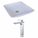 American Imaginations AI-17948 Square Vessel Set In White Color With Deck Mount CUPC Faucet