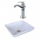 American Imaginations AI-17954 Square Vessel Set In White Color With Deck Mount CUPC Faucet
