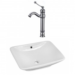 American Imaginations AI-17961 Rectangle Vessel Set In White Color With Deck Mount CUPC Faucet