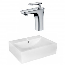 American Imaginations AI-17972 Rectangle Vessel Set In White Color With Single Hole CUPC Faucet