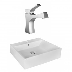 American Imaginations AI-17978 Rectangle Vessel Set In White Color With Single Hole CUPC Faucet