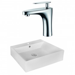 American Imaginations AI-17980 Rectangle Vessel Set In White Color With Single Hole CUPC Faucet
