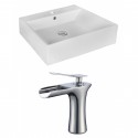 American Imaginations AI-17985 Rectangle Vessel Set In White Color With Single Hole CUPC Faucet
