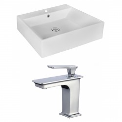 American Imaginations AI-17986 Rectangle Vessel Set In White Color With Single Hole CUPC Faucet