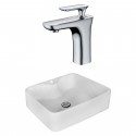 American Imaginations AI-17990 Rectangle Vessel Set In White Color With Single Hole CUPC Faucet