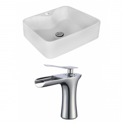 American Imaginations AI-17994 Rectangle Vessel Set In White Color With Single Hole CUPC Faucet