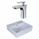 American Imaginations AI-18017 Square Vessel Set In White Color With Single Hole CUPC Faucet