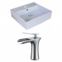 American Imaginations AI-18021 Square Vessel Set In White Color With Single Hole CUPC Faucet