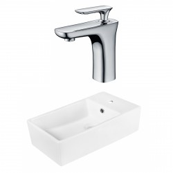 American Imaginations AI-18035 Rectangle Vessel Set In White Color With Single Hole CUPC Faucet