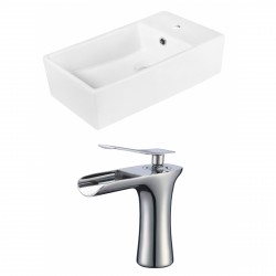 American Imaginations AI-18039 Rectangle Vessel Set In White Color With Single Hole CUPC Faucet