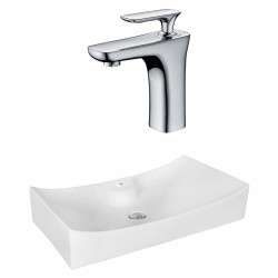 American Imaginations AI-18044 Rectangle Vessel Set In White Color With Single Hole CUPC Faucet