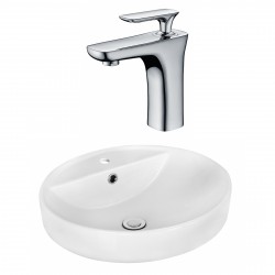 American Imaginations AI-18053 Round Vessel Set In White Color With Single Hole CUPC Faucet