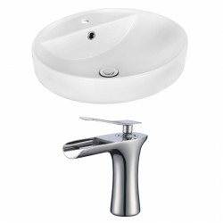 American Imaginations AI-18057 Round Vessel Set In White Color With Single Hole CUPC Faucet