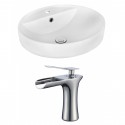 American Imaginations AI-18057 Round Vessel Set In White Color With Single Hole CUPC Faucet