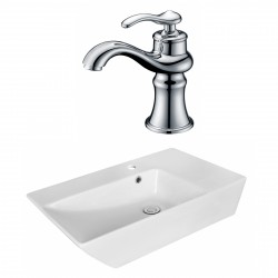 American Imaginations AI-18069 Rectangle Vessel Set In White Color With Single Hole CUPC Faucet