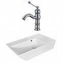 American Imaginations AI-18074 Rectangle Vessel Set In White Color With Single Hole CUPC Faucet
