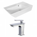 American Imaginations AI-18076 Rectangle Vessel Set In White Color With Single Hole CUPC Faucet