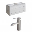 American Imaginations AI-8474 Plywood-Veneer Vanity Set In White With Single Hole CUPC Faucet