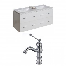 American Imaginations AI-8475 Plywood-Veneer Vanity Set In White With Single Hole CUPC Faucet