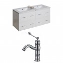 American Imaginations AI-8475 Plywood-Veneer Vanity Set In White With Single Hole CUPC Faucet