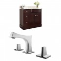 American Imaginations AI-8784 Birch Wood-Veneer Vanity Set In Coffee With 8-in. o.c. CUPC Faucet