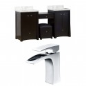American Imaginations AI-10657 Birch Wood-Veneer Vanity Set In Distressed Antique Walnut With Single Hole CUPC Faucet