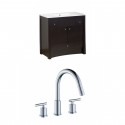 American Imaginations AI-10771 Birch Wood-Veneer Vanity Set In Distressed Antique Walnut With 8-in. o.c. CUPC Faucet