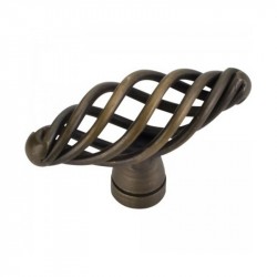 Zurich 2" Overall Length Twisted Iron Cabinet Knob