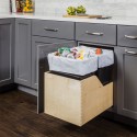 Hardware Resources CAN-WBMD Double Wood Bottom-Mount Soft-Close Trashcan Rollout, Includes 2 Cans