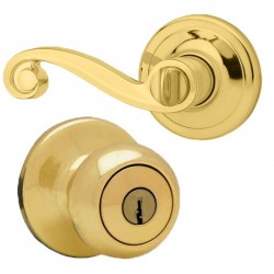 Kwikset 400LL US3 RH RCAL RC RCS Right Handed Keyed Entry Lido Lever in Polished Brass