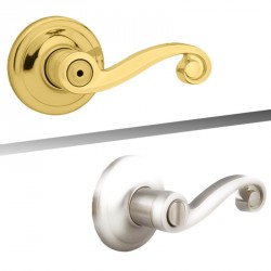 Kwikset 300LL 3X26 RCAL RCS Right Handed Privacy Lido Lever in Polished Brass by Polished Chrome
