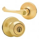 Kwikset 400DNL US3 SCAL RCS K3 Dorian Keyed Entry Knob by Lever in Polished Brass