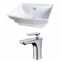 American imaginations AI-14912 Rectangle Vessel Set In White Color With Single Hole CUPC Faucet