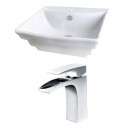 American imaginations AI-14913 Rectangle Vessel Set In White Color With Single Hole CUPC Faucet