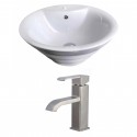 American imaginations AI-14921 Round Vessel Set In White Color With Single Hole CUPC Faucet