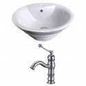 American imaginations AI-14922 Round Vessel Set In White Color With Single Hole CUPC Faucet