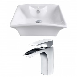 American imaginations AI-14927 Rectangle Vessel Set In White Color With Single Hole CUPC Faucet