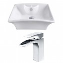 American imaginations AI-14927 Rectangle Vessel Set In White Color With Single Hole CUPC Faucet