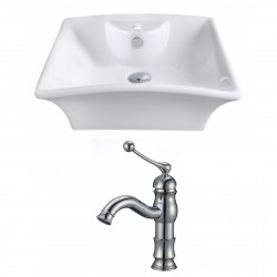 American imaginations AI-14929 Rectangle Vessel Set In White Color With Single Hole CUPC Faucet