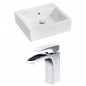 American imaginations AI-14934 Rectangle Vessel Set In White Color With Single Hole CUPC Faucet