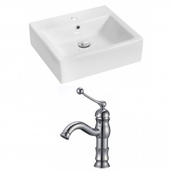 American imaginations AI-14936 Rectangle Vessel Set In White Color With Single Hole CUPC Faucet