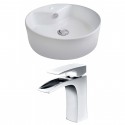 American imaginations AI-14947 Round Vessel Set In White Color With Single Hole CUPC Faucet