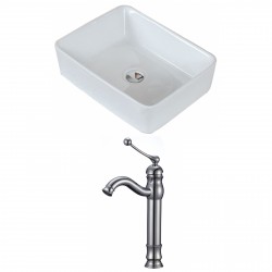 American imaginations AI-14955 Rectangle Vessel Set In White Color With Deck Mount CUPC Faucet
