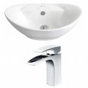 American imaginations AI-14960 Oval Vessel Set In White Color With Single Hole CUPC Faucet
