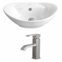 American imaginations AI-14961 Oval Vessel Set In White Color With Single Hole CUPC Faucet