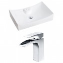 American imaginations AI-14977 Rectangle Vessel Set In White Color With Single Hole CUPC Faucet
