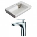 American imaginations AI-14982 Rectangle Vessel Set In White Color With Single Hole CUPC Faucet