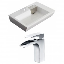 American imaginations AI-14984 Rectangle Vessel Set In White Color With Single Hole CUPC Faucet