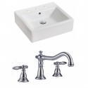 American imaginations AI-15016 Rectangle Vessel Set In White Color With 8-in. o.c. CUPC Faucet